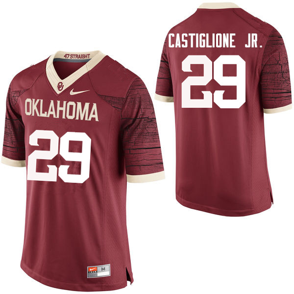 Men Oklahoma Sooners #29 Joe Castiglione Jr. College Football Jerseys Limited-Crimson
